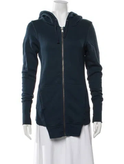 Pre-owned Oak V-neck Long Sleeve Top In Blue