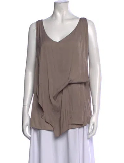 Pre-owned Oak V-neck Sleeveless Top In Neutrals
