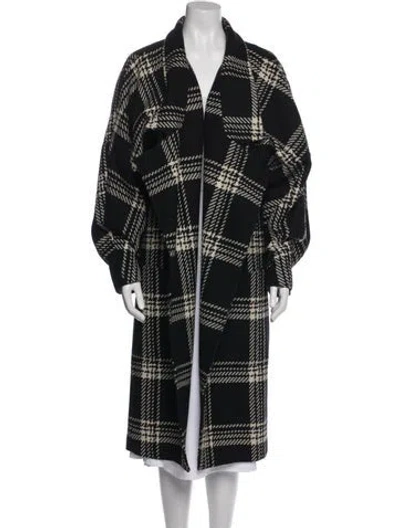 Pre-owned Oak Wool Plaid Print Peacoat In Blue