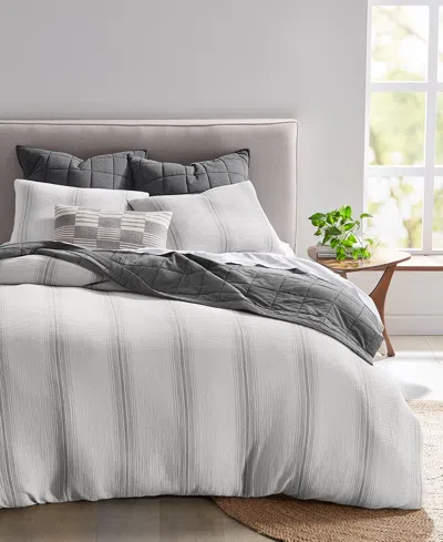 Oake Closeout!  Artisanal Stripe 3-pc. Comforter Set, Full/queen, Exclusively At Macy's In Gray