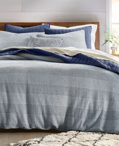 Oake Interlaced Basketweave 3-pc. Duvet Cover Set, Full/queen, Macy's Exclusive In Blue