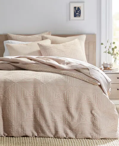 Oake Last Act!  Concentric Square Matelasse 3-pc. Duvet Cover Set, Full/queen, Exclusively At Macy's In Brown