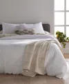 Oake Organic Cotton Check Matelasse 3-pc. Duvet Cover Set, Full/queen, Exclusively At Macy's In White