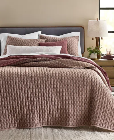 Oake Plum Floral 3-piece Coverlet Set, Full/queen, Macy's Exclusive In Dry Hibiscus