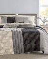 Oake Striped Stitched 3 Pc. Quilt Set Exclusively At Macys