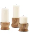Oake Wood Pillar Candle Holders, Set Of 3, Exclusively At Macy's In Clear