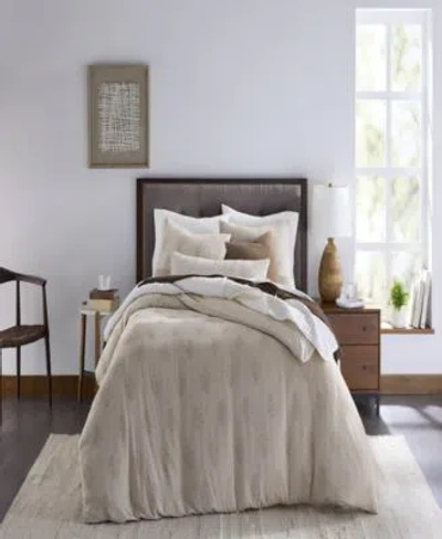 Oake Woven Floral Block Print Duvet Cover Set Collection In Brown