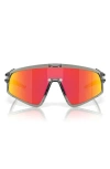 Oakley Latch Panel 35mm Polarized Rectangular Sunglasses In Grey Metal