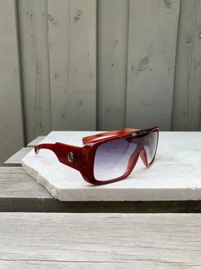 Pre-owned Oakley 2000s Cycling Shield Sunglasses Exalt Cycle Visor Wrap Y2k In Red