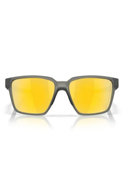 Oakley 57mm Polarized Rectangular Sunglasses In Matte Olive Ink/24k Polar