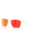 Oakley 57mm Polarized Rectangular Sunglasses In Matte Vapor/prizm Ruby