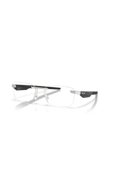 Oakley 57mm Rectangle Optical Glasses In Silver