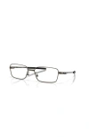 Oakley 57mm Rectangle Optical Glasses In Metallic