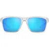 Oakley 58mm Rectangle Sunglasses In Polished Clear/prizm Sapphire