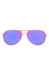Oakley 59mm Polarized Aviator Sunglasses In Satin Gold/prizm Violet