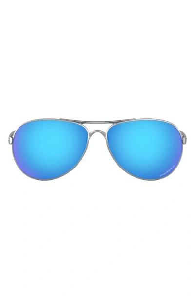 Oakley 59mm Polarized Aviator Sunglasses In Silver/blue Gradient