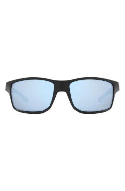 Oakley 61mm Polarized Rectangle Sunglasses In Matte Black/ Prizm Deep Water