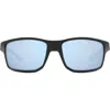 Oakley 61mm Polarized Rectangle Sunglasses In Matte Black/prizm Deep Water