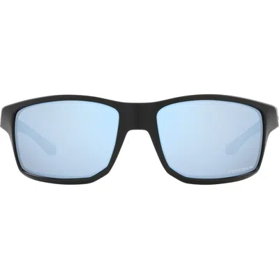Oakley 61mm Polarized Rectangle Sunglasses In Matte Black/prizm Deep Water