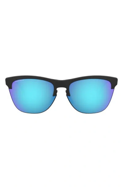 Oakley 63mm Mirrored Oversize Square Sunglasses In Matte Black/clear/blue