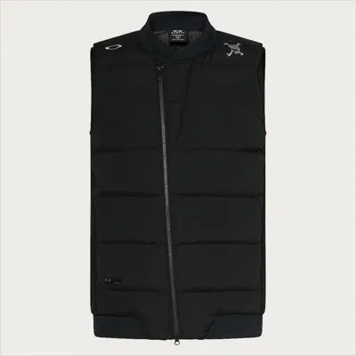 Oakley Asymmetrical Quilted Padded Vest With High Collar In Black