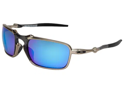 Pre-owned Oakley Badman Polarized Sunglasses Oo6020-04 X Metal Plasma/sapphire Iridium