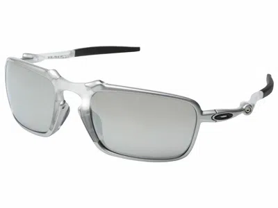 Pre-owned Oakley Badman Polarized Sunglasses Oo6020-05 X Metal X Ti/chrome Iridium In Silver