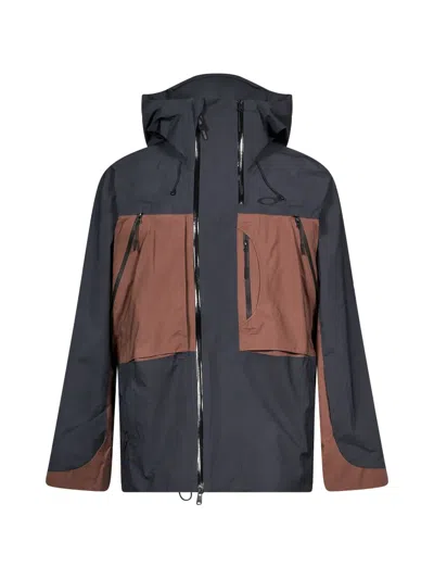 Oakley Baldface Colour-block Hooded Jacket In Gray