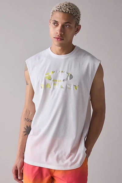 Oakley Bark Logo Graphic Tank Top In White, Men's At Urban Outfitters