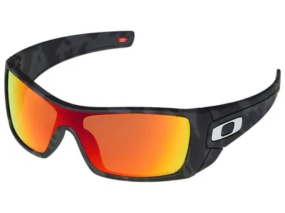 Pre-owned Oakley Batwolf Polarized Sunglasses Oo9101-6227 Matte Black Camo/prizm Ruby