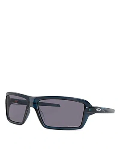 Oakley Cables Rectangular Sunglasses, 63mm In Blue/gray Solid