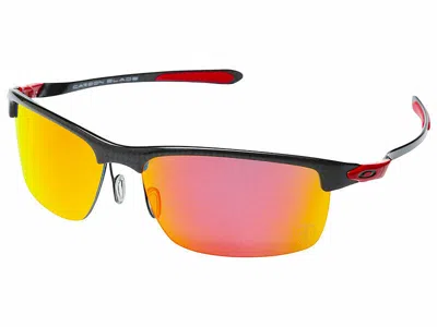 Pre-owned Oakley Carbon Blade Scuderia Ferrari Polarized Sunglasses Oo9174-06 Carbon/ruby In Ruby Iridium