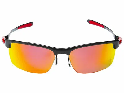 Pre-owned Oakley Carbon Blade Scuderia Ferrari Polarized Sunglasses Oo9174-06 Carbon/ruby In Ruby Iridium
