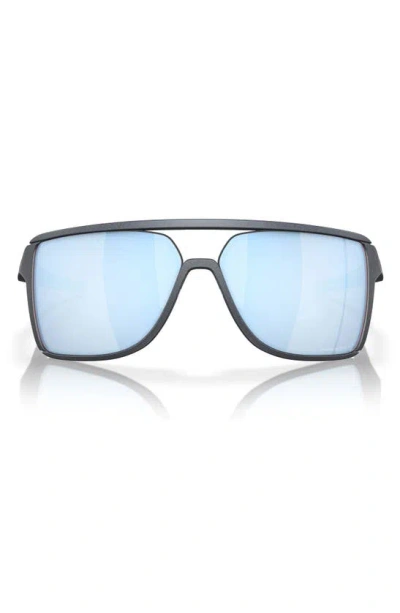 Oakley Castel 63mm Polarized Oversize Rectangular Sunglasses In Blue