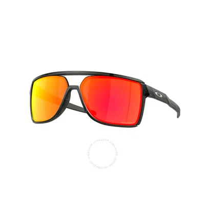 Oakley Castel Prizm Ruby Rectangular Men's Sunglasses Oo9147 914705 63 In Grey / Ruby