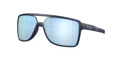 Pre-owned Oakley Castel Sunglasses, Matte Translucent Blue Frame, Prizm Deep Water Polariz