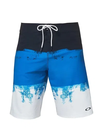 Oakley Color-block Graphic-print Shorts In Blue