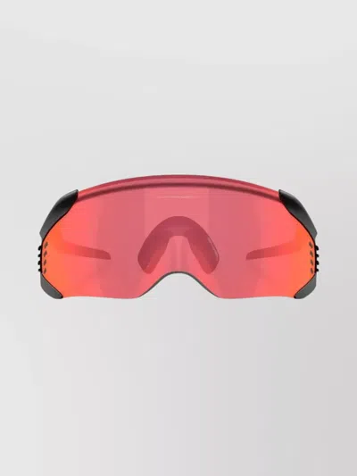 Oakley Curved Wraparound Sunglasses With Adjustable Nose Pads In Orange