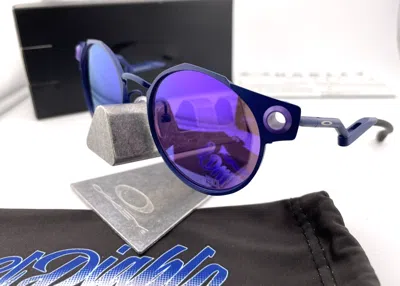 Pre-owned Oakley Deadbolt Fabio Quartararo Matte Navy Prizm Violet Sunglasses Oo6046-10 B In Purple