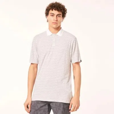 Oakley Debris Stripe Polo Shirt Men's Arctic Ice Cotton Blend Dsgl1212 In White