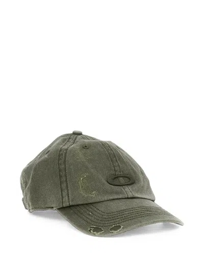 Oakley Distressed Logo-plaque Baseball Cap In Green