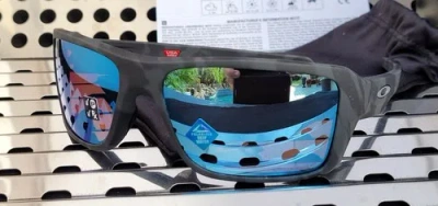 Pre-owned Oakley Double Edge 9380-2766 Sunglasses Black Camo /prizm Deep H2o Polarized In Blue