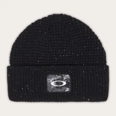 Oakley Ellipse Patch Waffle Beanie In Black