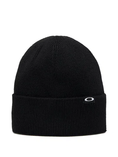 Oakley Ellipse Rc Logo-patch Beanie In Black