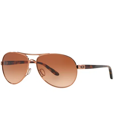 Oakley Feedback Sunglasses, Oo4079 In Pink Gold,brown Gradient