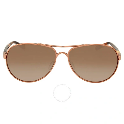 Oakley Feedback Vr50 Brown Gradient Pilot Ladies Sunglasses Oo4079 407901 59 In Brown / Gold / Gold Tone / Rose / Rose Gold / Rose Gold Tone