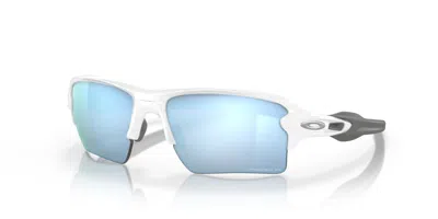 Pre-owned Oakley Flak 2.0xl Oo9188-8259 126mm Polishedwhite Frame Deepwater Polarized Lens In White