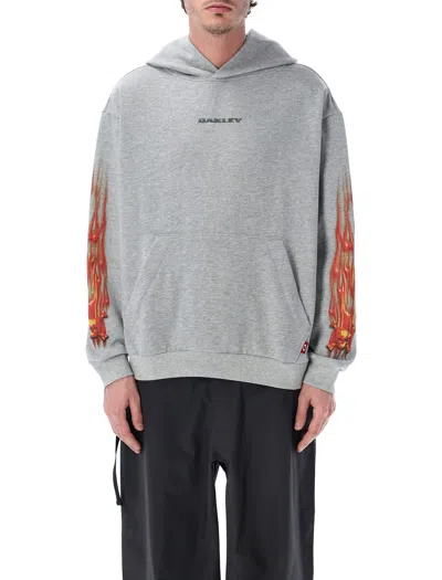 Oakley Graphic Print Cotton-blend Hoodie In Gray