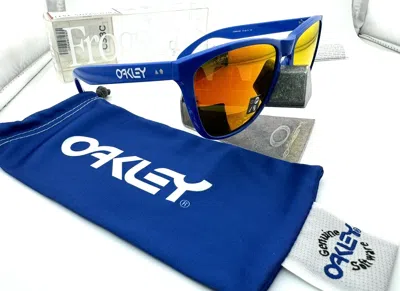 Pre-owned Oakley Frogskins 35th Anniversary Primary Blue Prizm Ruby Sunglasses Oo9444-04