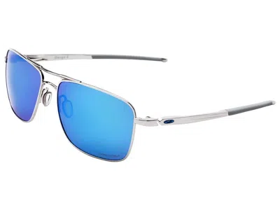 Pre-owned Oakley Gauge 6 Ti Sunglasses Oo6038-0257 Polished Chrome/prizm Sapphire
